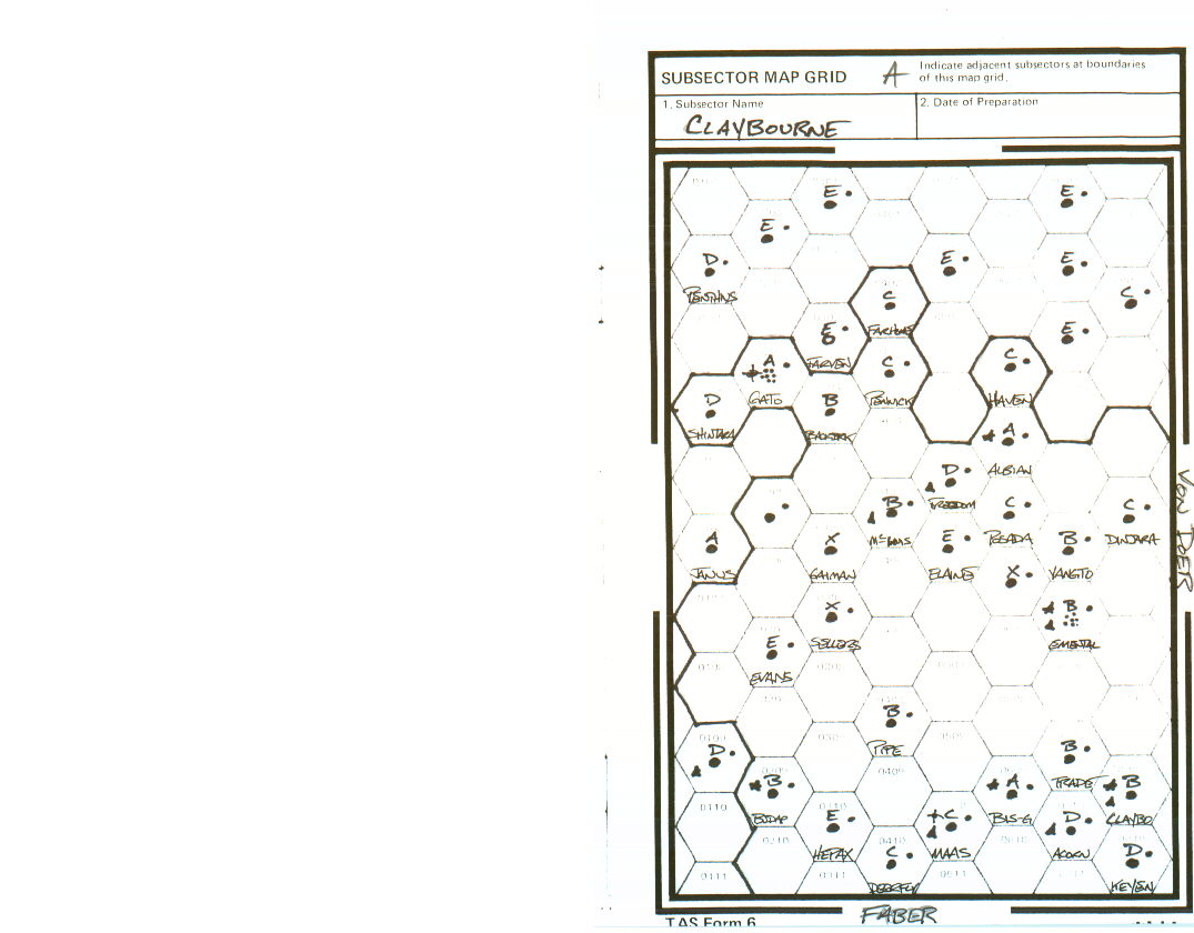 Claybourne Subsector Map