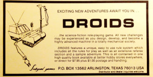 Ad for Droids from The Space Gamer #65